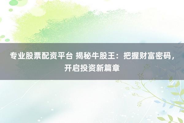 专业股票配资平台 揭秘牛股王：把握财富密码，开启投资新篇章
