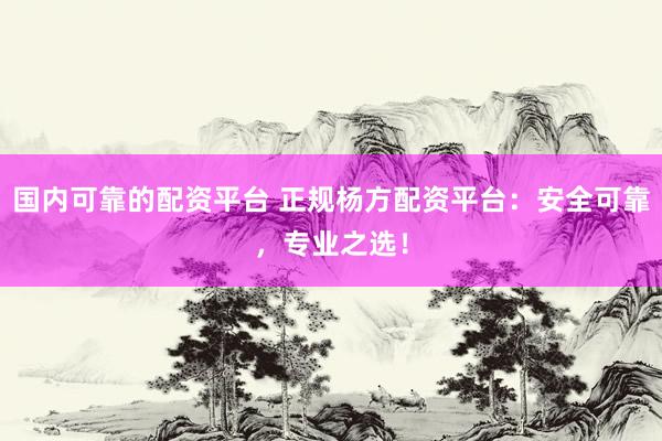 国内可靠的配资平台 正规杨方配资平台：安全可靠，专业之选！