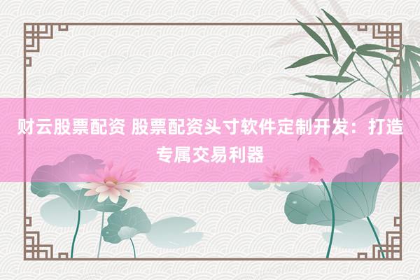 财云股票配资 股票配资头寸软件定制开发：打造专属交易利器