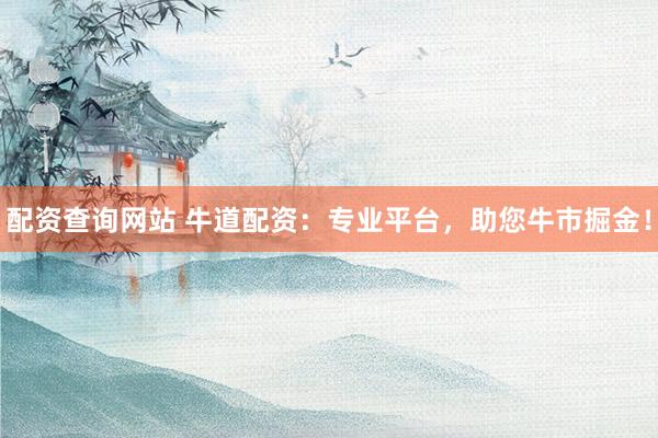 配资查询网站 牛道配资：专业平台，助您牛市掘金！