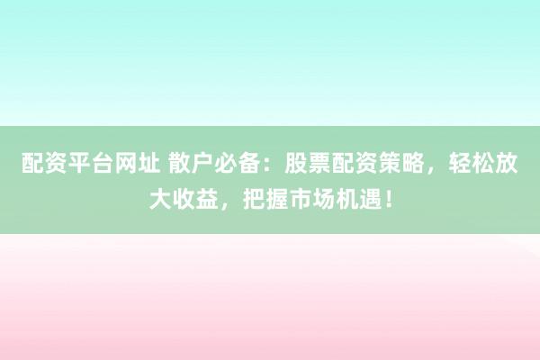 配资平台网址 散户必备：股票配资策略，轻松放大收益，把握市场机遇！