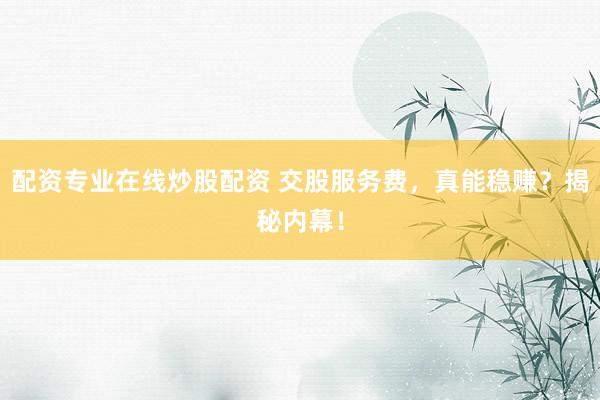配资专业在线炒股配资 交股服务费，真能稳赚？揭秘内幕！