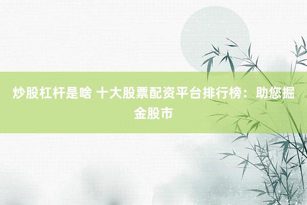 炒股杠杆是啥 十大股票配资平台排行榜：助您掘金股市
