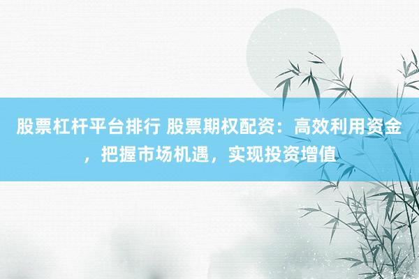 股票杠杆平台排行 股票期权配资：高效利用资金，把握市场机遇，实现投资增值