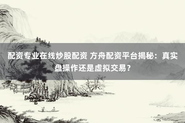 配资专业在线炒股配资 方舟配资平台揭秘：真实盘操作还是虚拟交易？