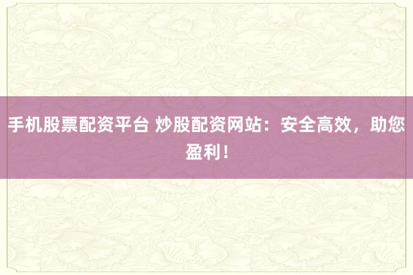 手机股票配资平台 炒股配资网站:安全高效,助您盈利!