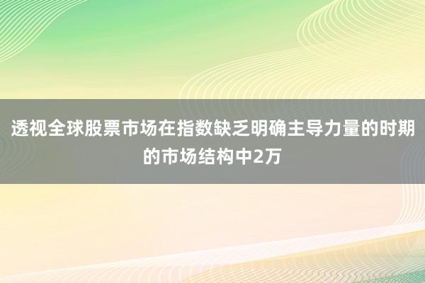 透视全球股票市场在指数缺乏明确主导力量的时期的市场结构中2万