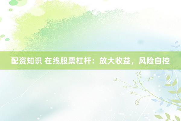 配资知识 在线股票杠杆：放大收益，风险自控