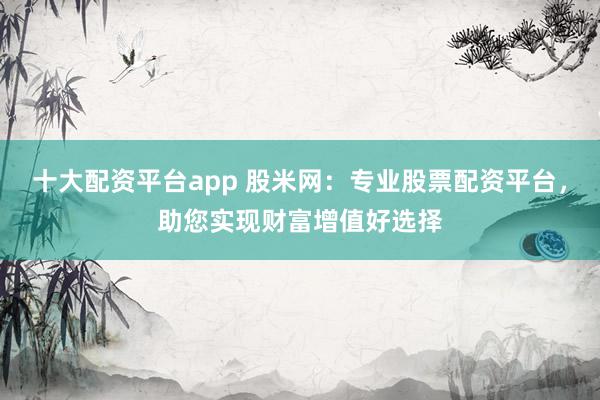 十大配资平台app 股米网：专业股票配资平台，助您实现财富增值好选择